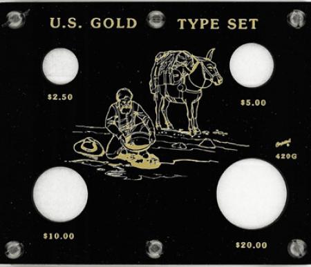 Capital Holder - U.S. Gold Type Set (20, 10, 5, & 2.50 w/ Illustration)