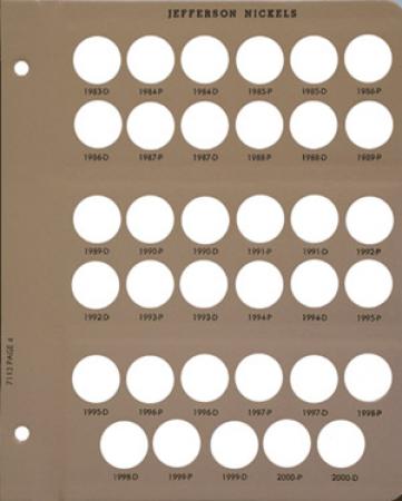 Dansco Replacement Page 7113-4: Jefferson Nickels (1983-D to 2000-D)