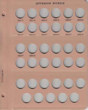 Dansco Replacement Page 7113-5: Jefferson Nickels (2001-P to 2005-D)