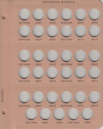 Dansco Replacement Page 8114-2: Jefferson Nickels w/ Proof (2017-S to 2029-P)