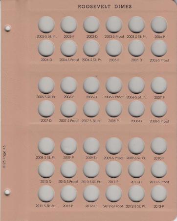 Dansco Replacement Page 8125-5: Roosevelt Dimes w/ Proof (2002-S to 2013-P)