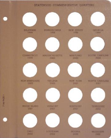 Dansco Replacement Page 7146-1: Statehood Quarters Date Set (1999 to 2002)