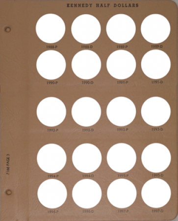 Dansco Replacement Page 7166-3: Kennedy Half Dollars (1988-P to 1997-D)