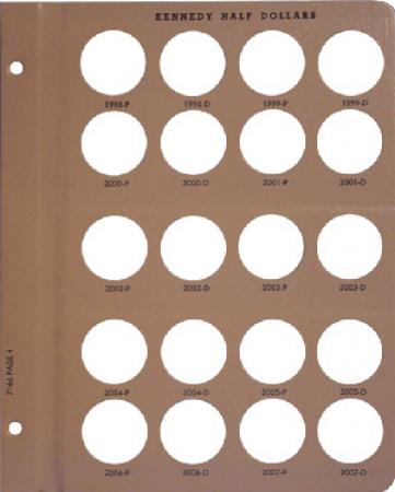 Dansco Replacement Page 7166-4: Kennedy Half Dollars (1998-P to 2007-D)