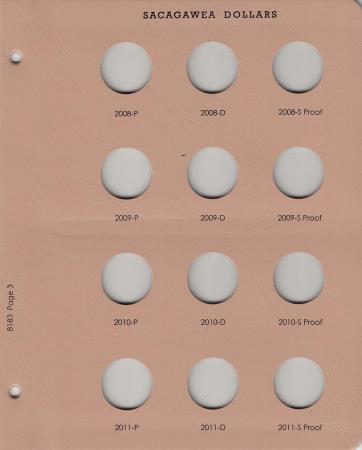 Dansco Replacement Page 8183-3: Sacagawea Dollars w/ Proof (2008-P to 2011-S)