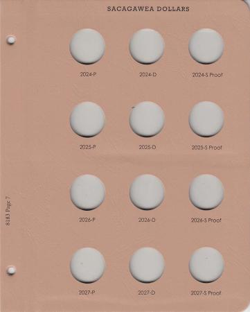 Dansco Replacement Page 8183-7: Sacagawea Dollars w/ Proof (2024-P to 2027-S)