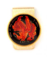 Hand Painted Year of Dragon Medallion (Red) Money Clip